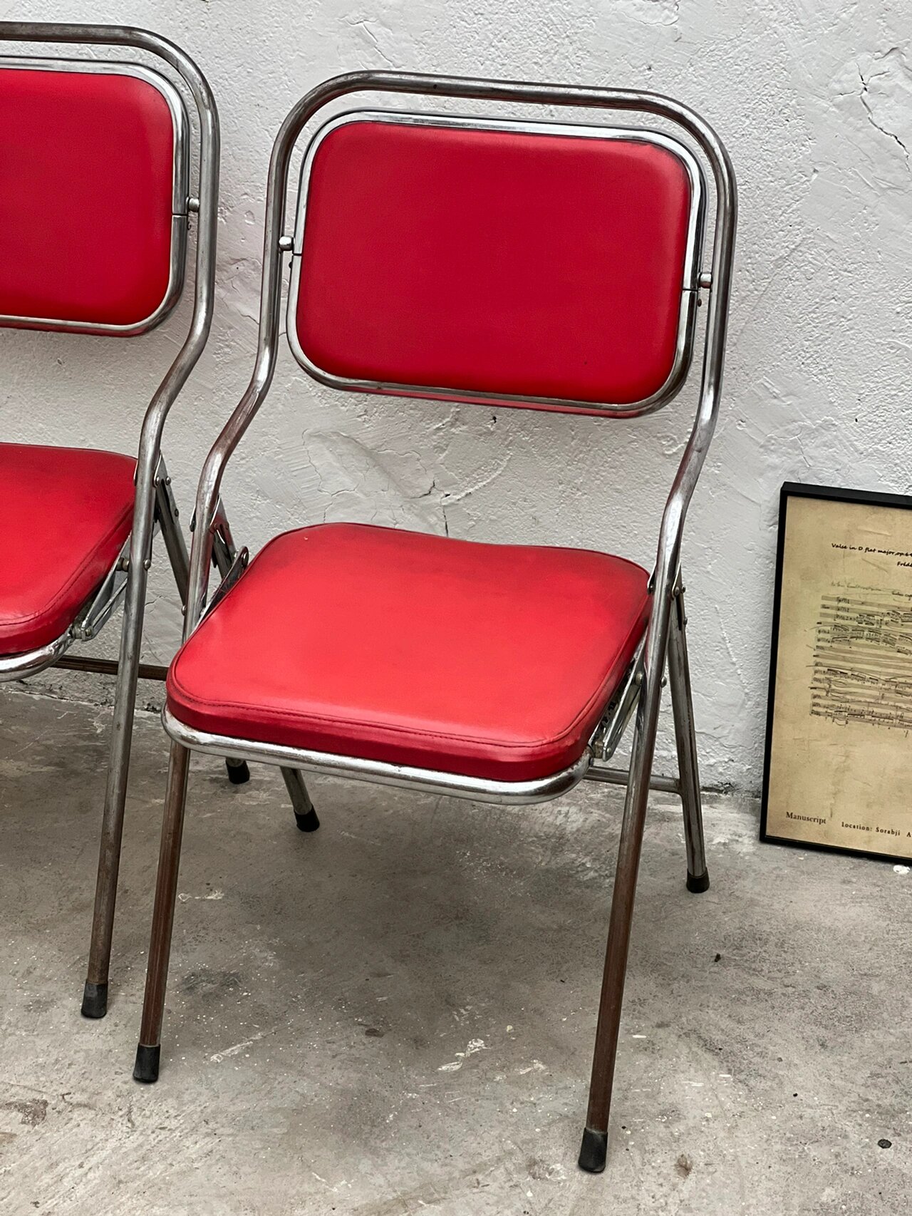 70.80年代经典红色复古双面折叠椅
