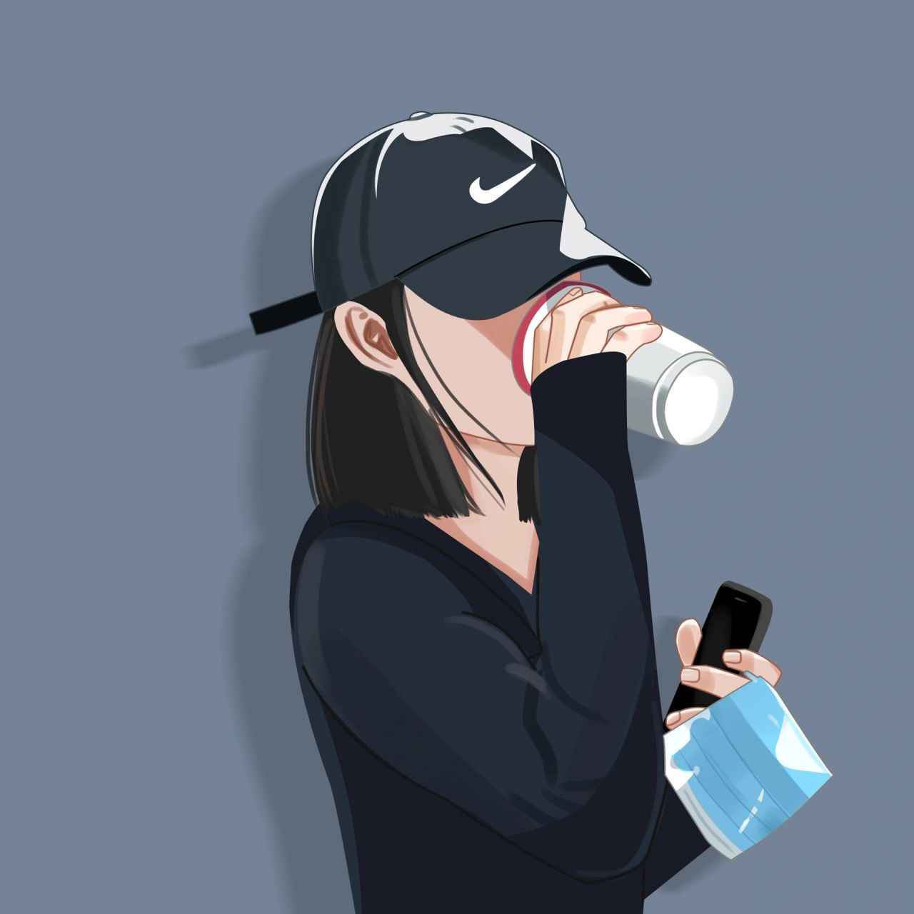 女生手拿咖啡的头像|短发版 9315做头像,礼貌拿图 0569♂15