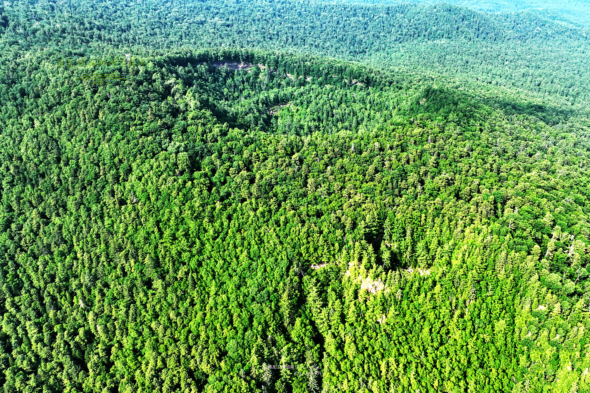 黑龙江镜泊湖,火山口地下森林.