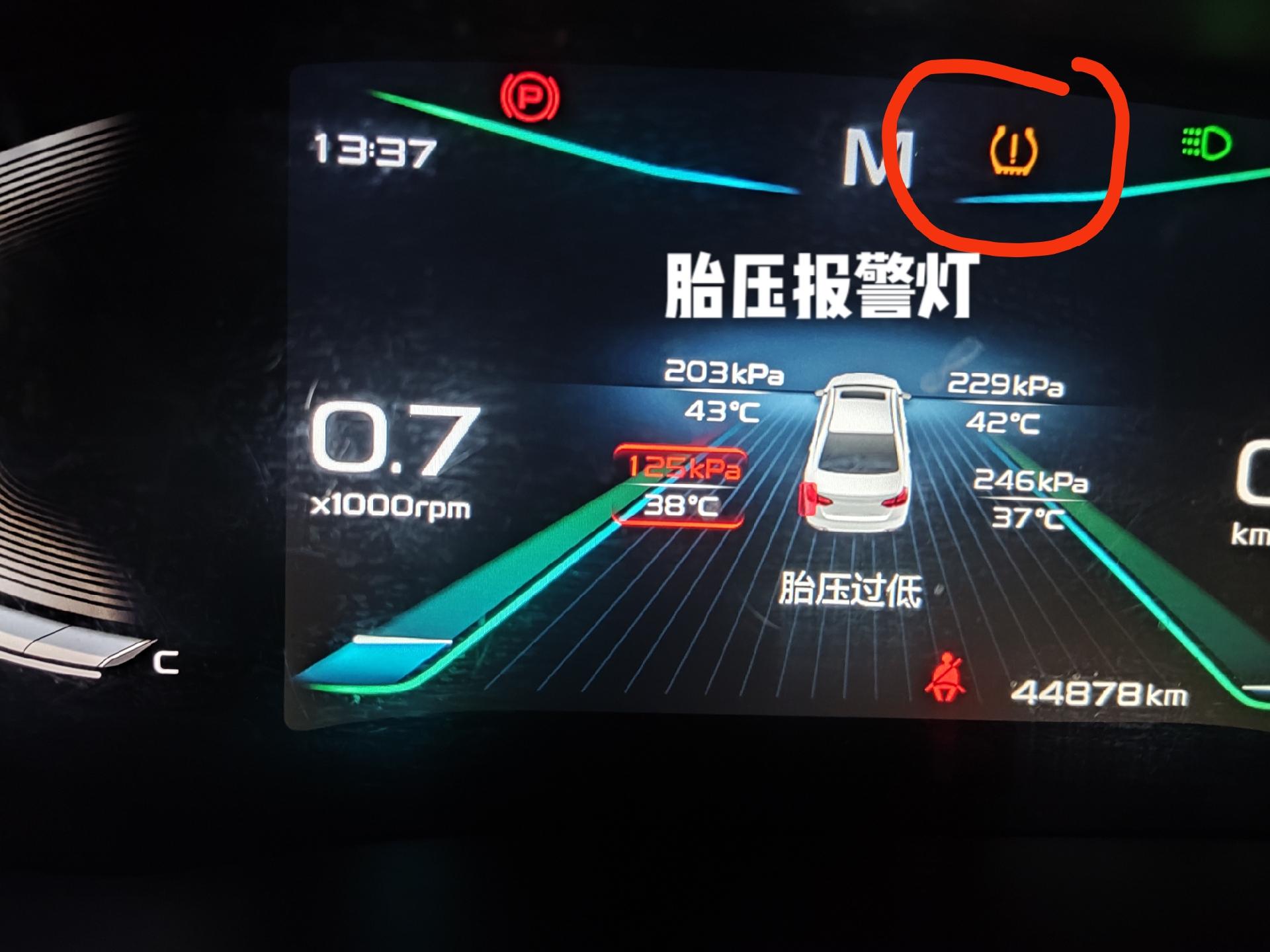 胎压低故障灯图片