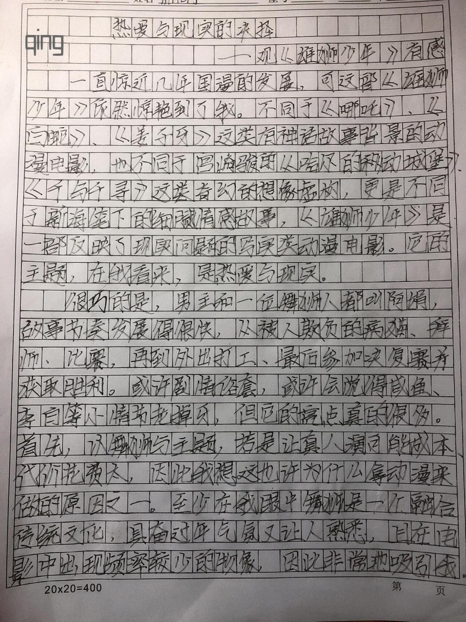 雄狮少年影评600字图片