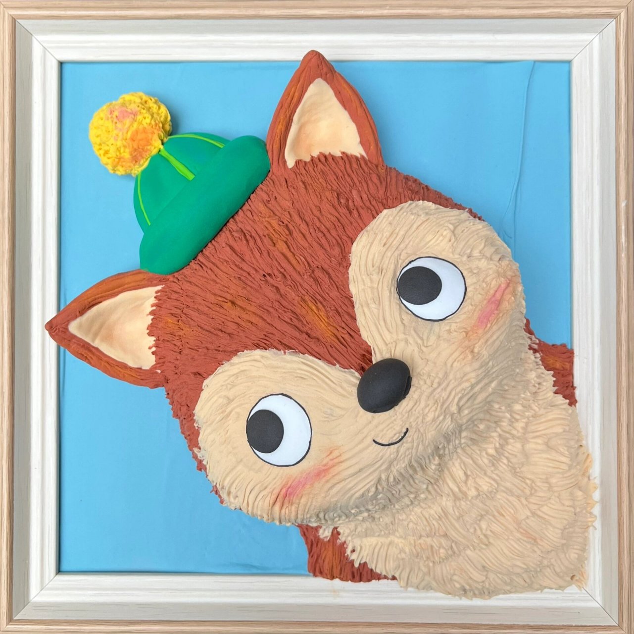 小狐狸02|超轻粘土画附过程 材料:超轻粘土   8寸方形相框 插画师