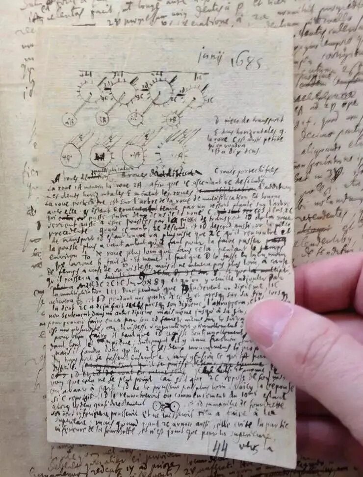 莱布尼兹手稿:原始计算器设计草图