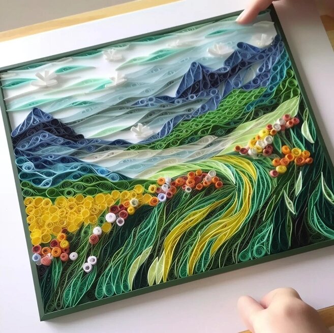 衍纸风景画 折纸 线稿       	 简单 入门级