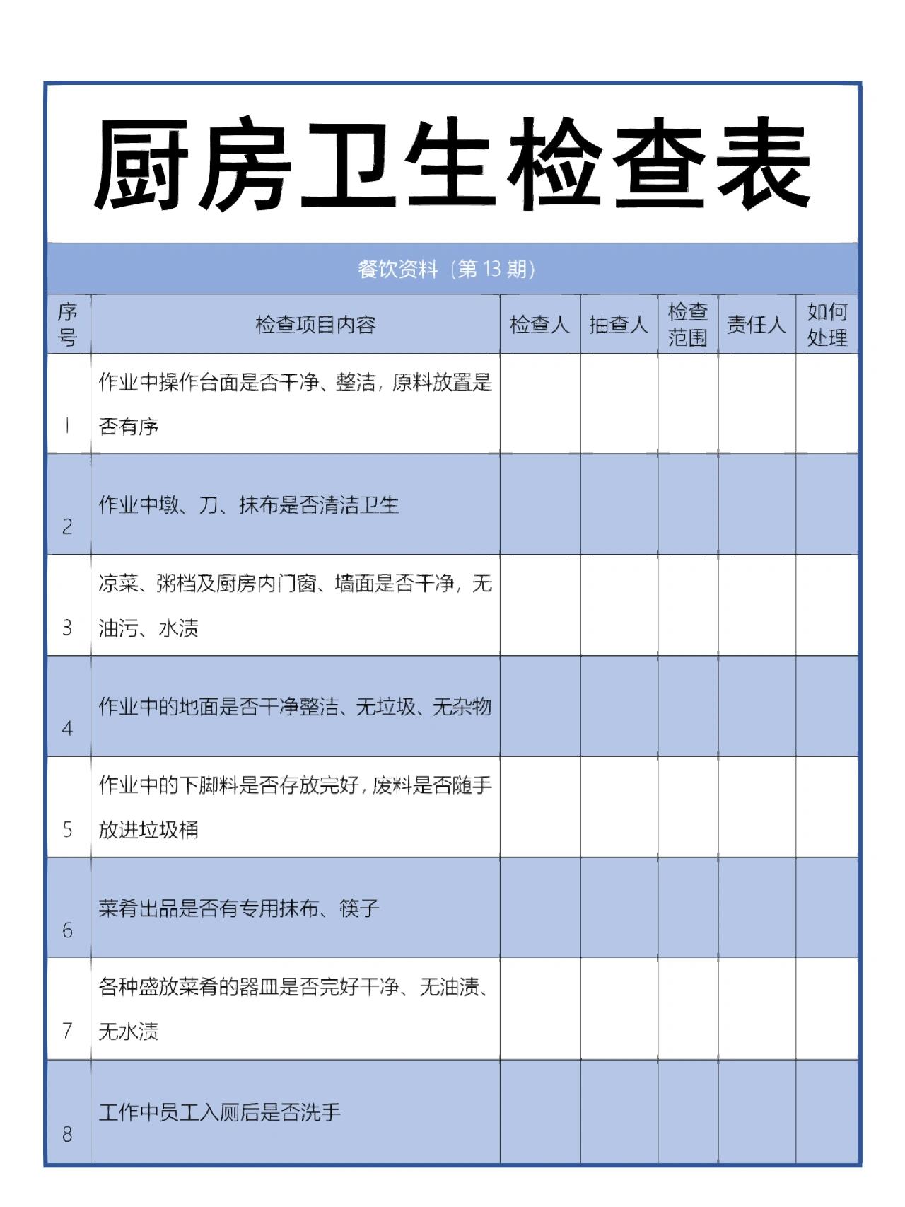 餐饮厨房卫生周清表（餐厅厨房卫生清理计划表） 餐饮厨房卫生周清表（餐厅厨房卫生整理

筹划
表）《餐厅厨房卫生清洁计划》 厨房资讯