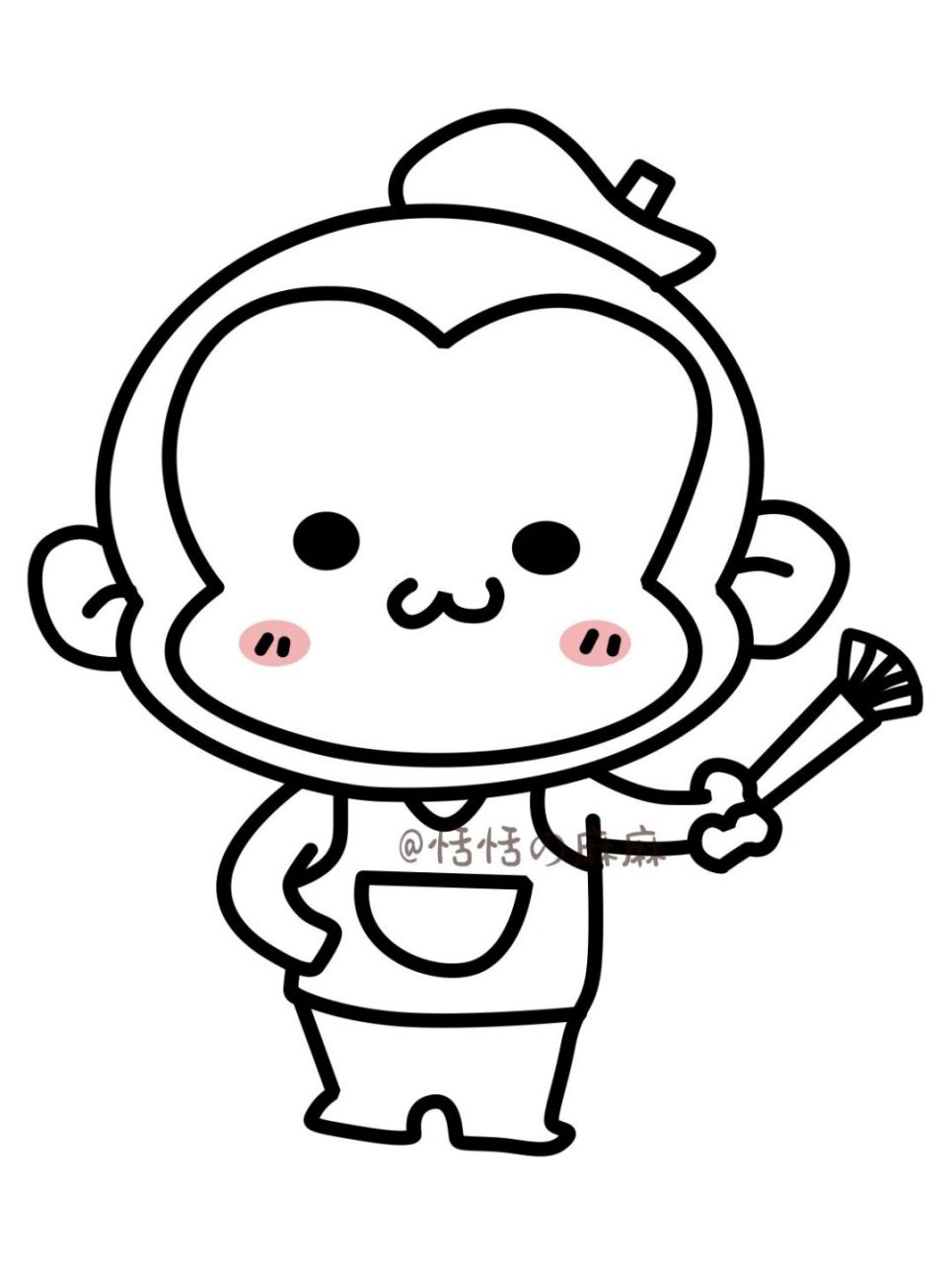 小猴子简笔画 | 猴子97素材 创意美术/简笔画素材/儿童画小猴子美术