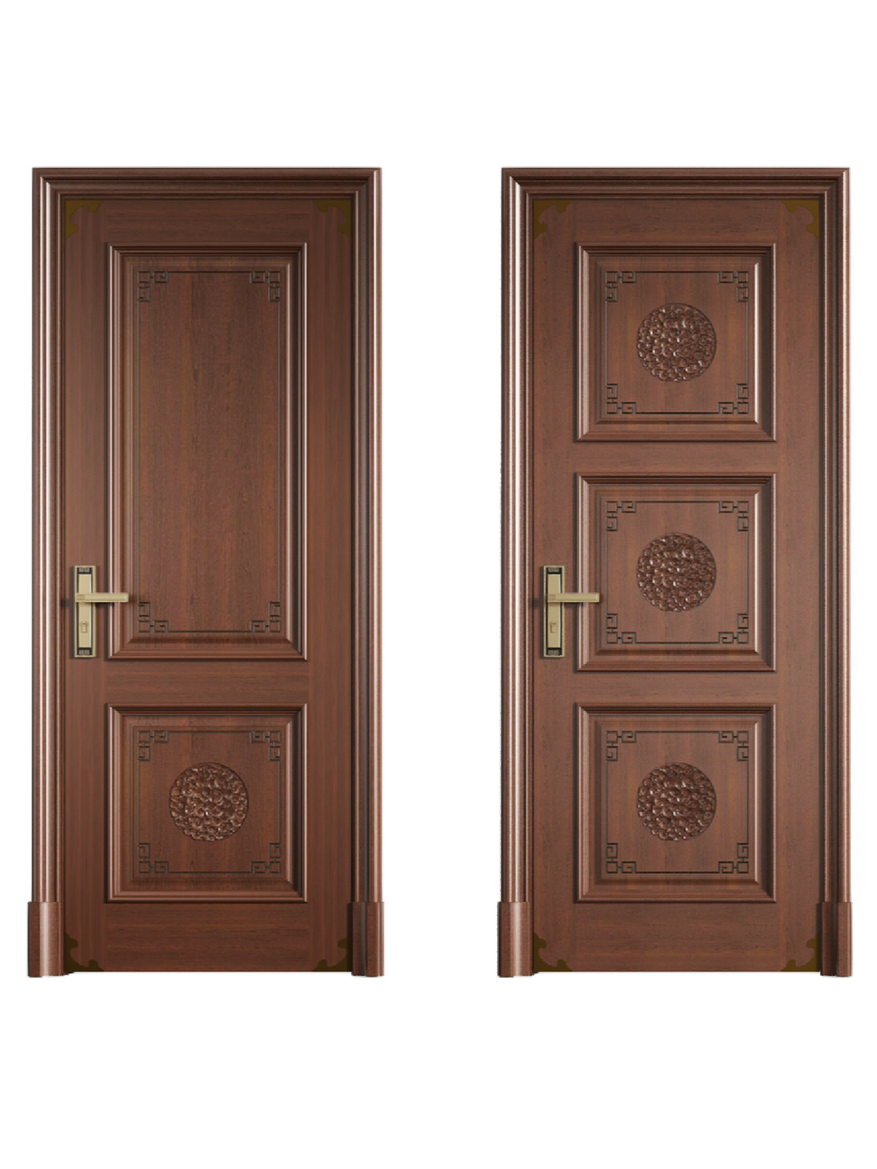 中式|实木雕花木门设计分享                	 随着复古风潮的来袭