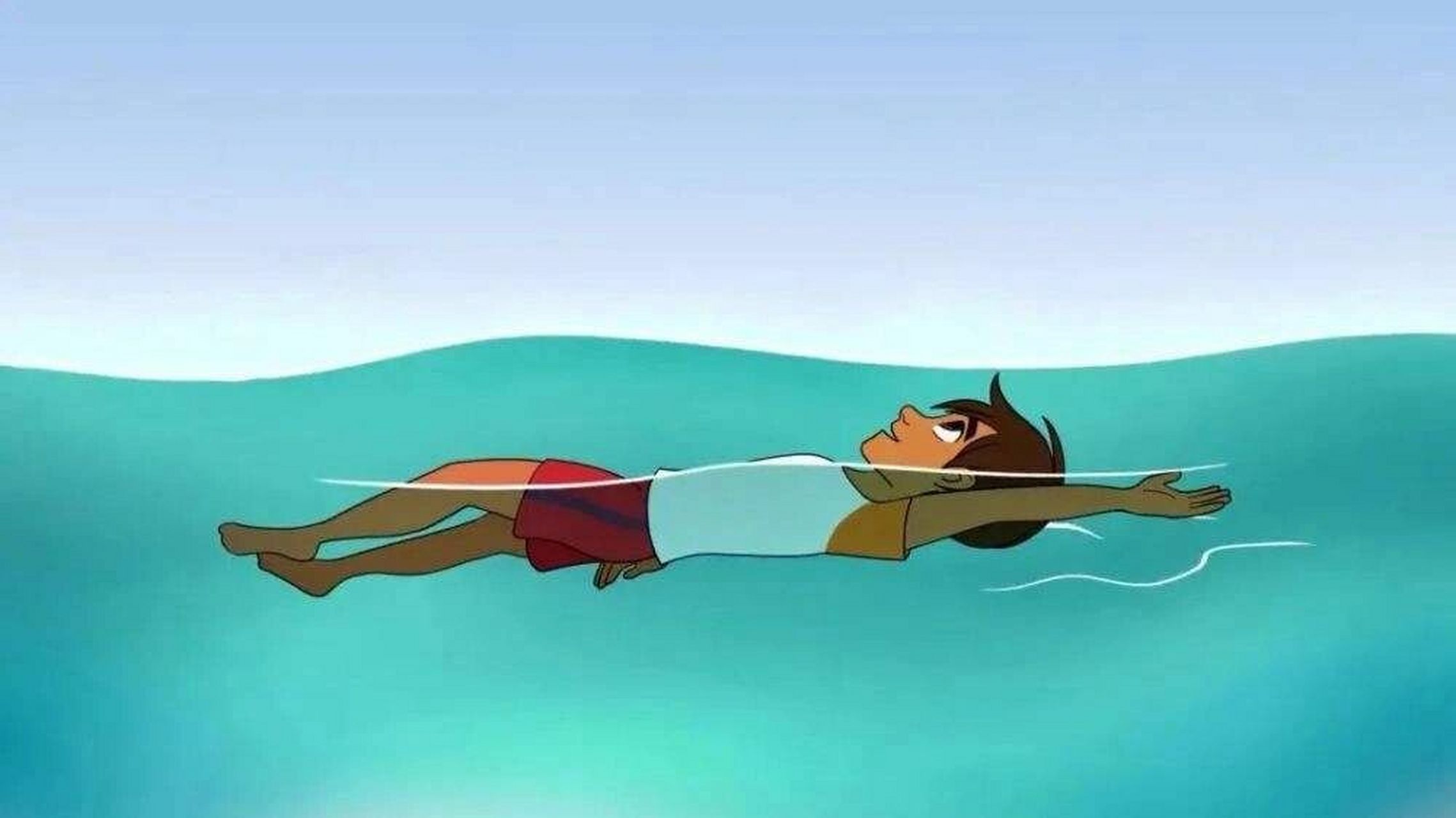 总喜欢躺在水上漂着,放松一下什么都不想,就这样被水包裹着享受一天中