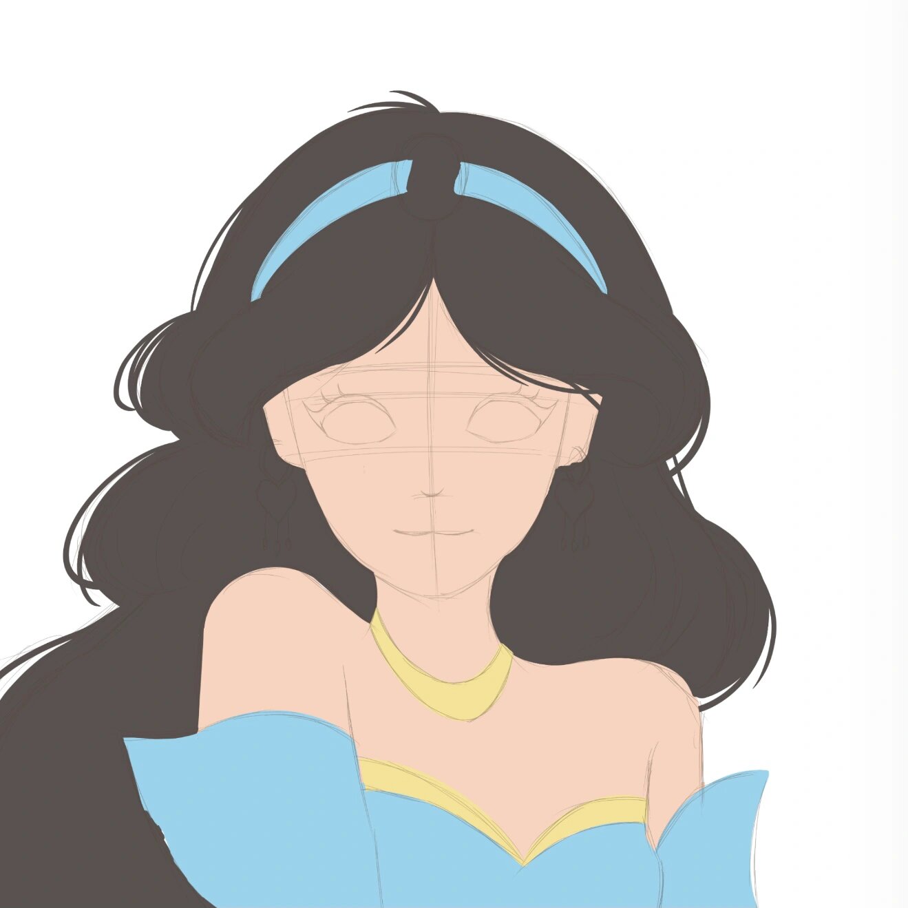 手绘头像/步骤图/迪士尼系列/茉莉公主