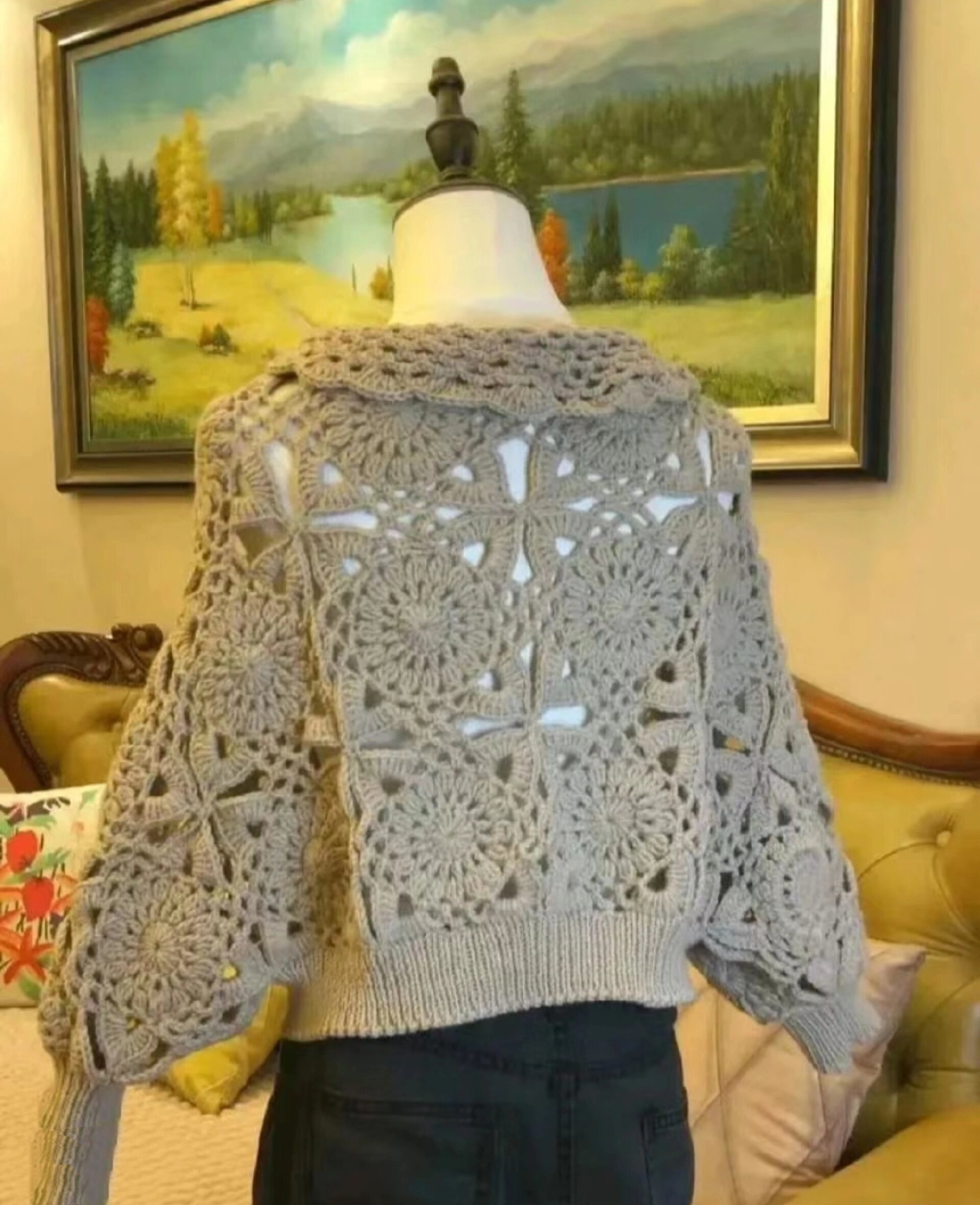 钩针拼花外套图解