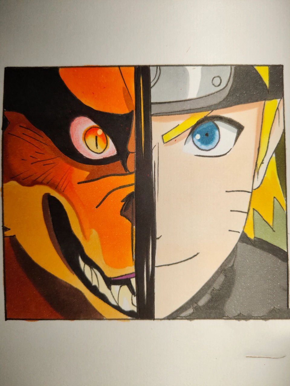 九尾鸣人绘画过程