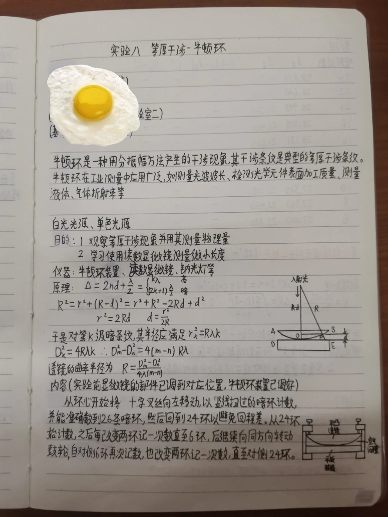 实验八 等厚干涉-牛顿环