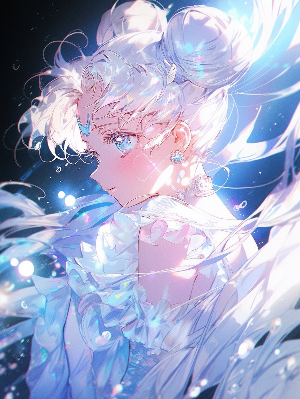 壁纸16|蓝色系美少女97亮度调最低有惊喜 闪闪发亮的海蓝色头发