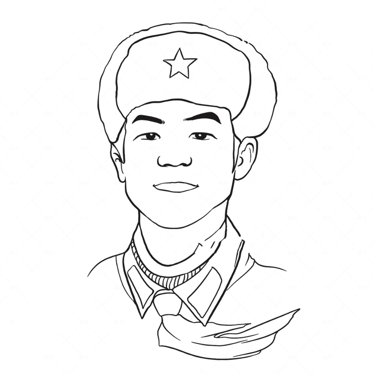 雷锋线稿 雷锋线稿