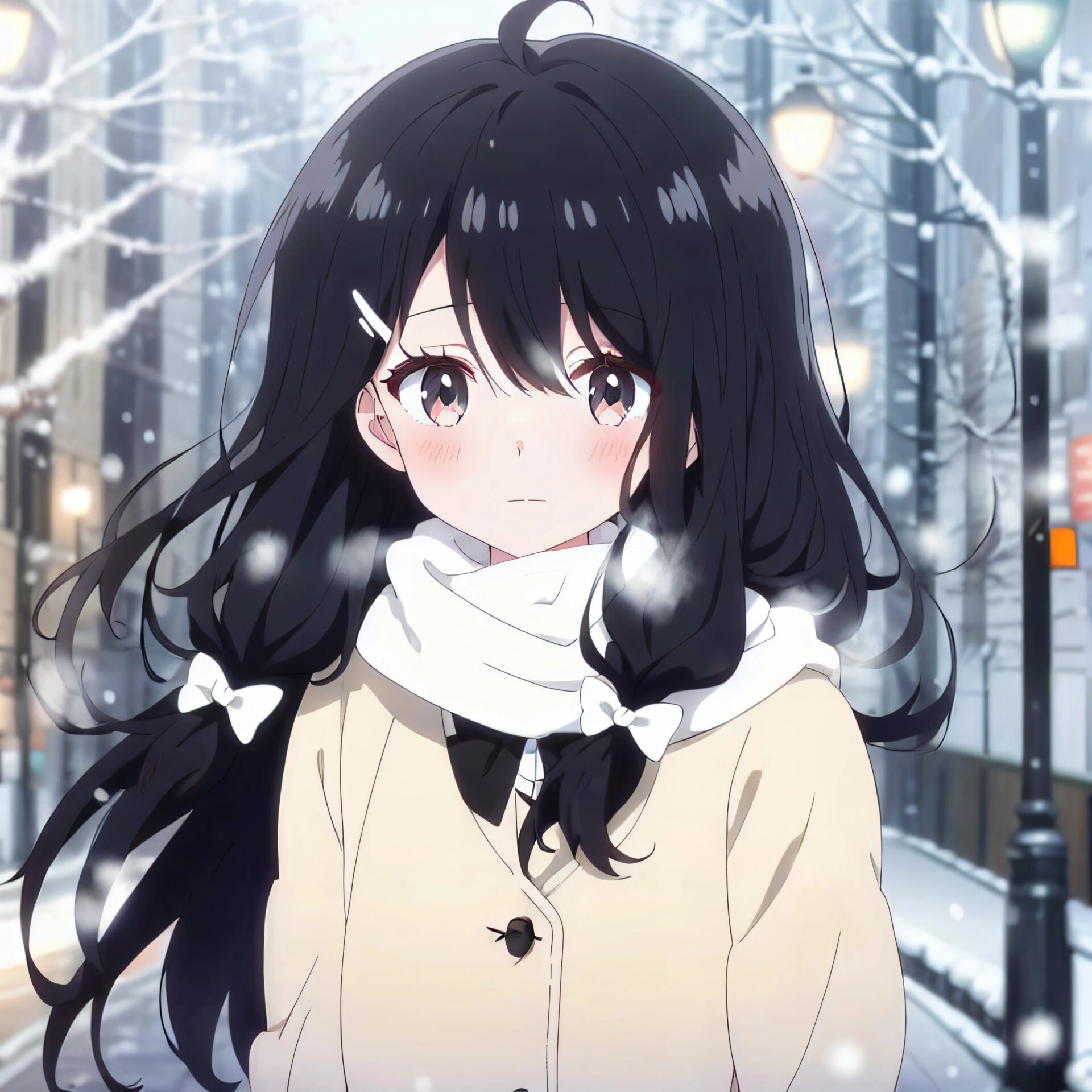 动漫风格黑长直女生头像飘雪冬季@大m学社的动态