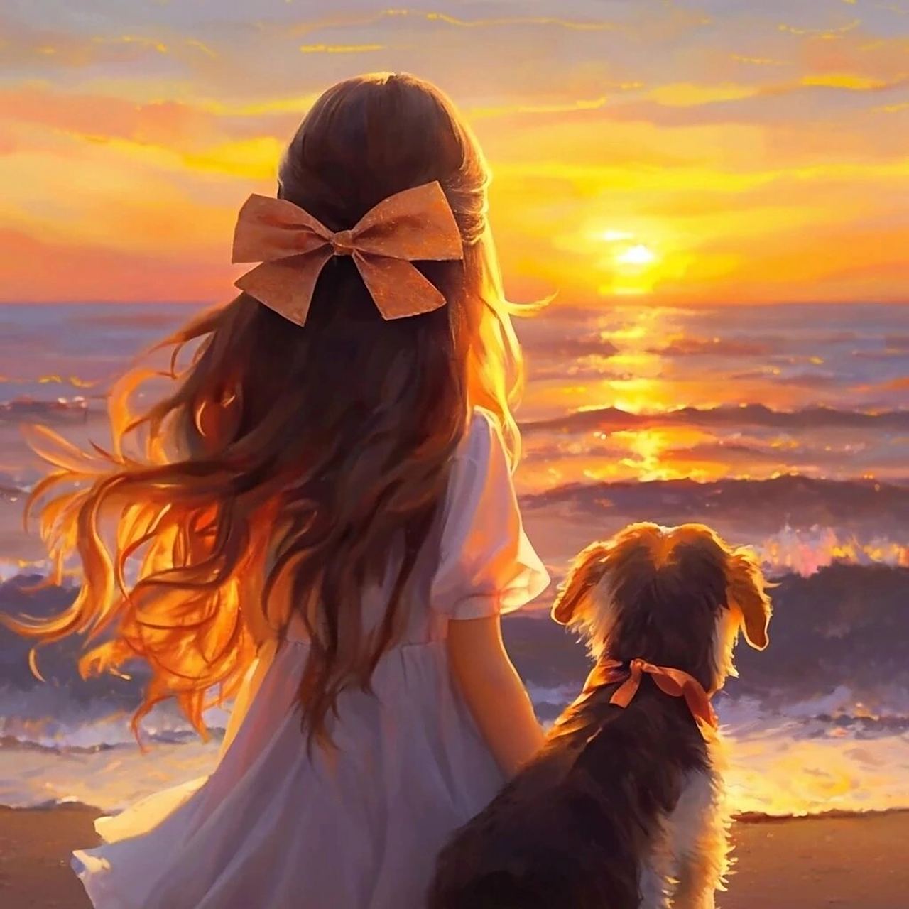 背影女头 萌宠与她～ #动漫女头# #温柔女头