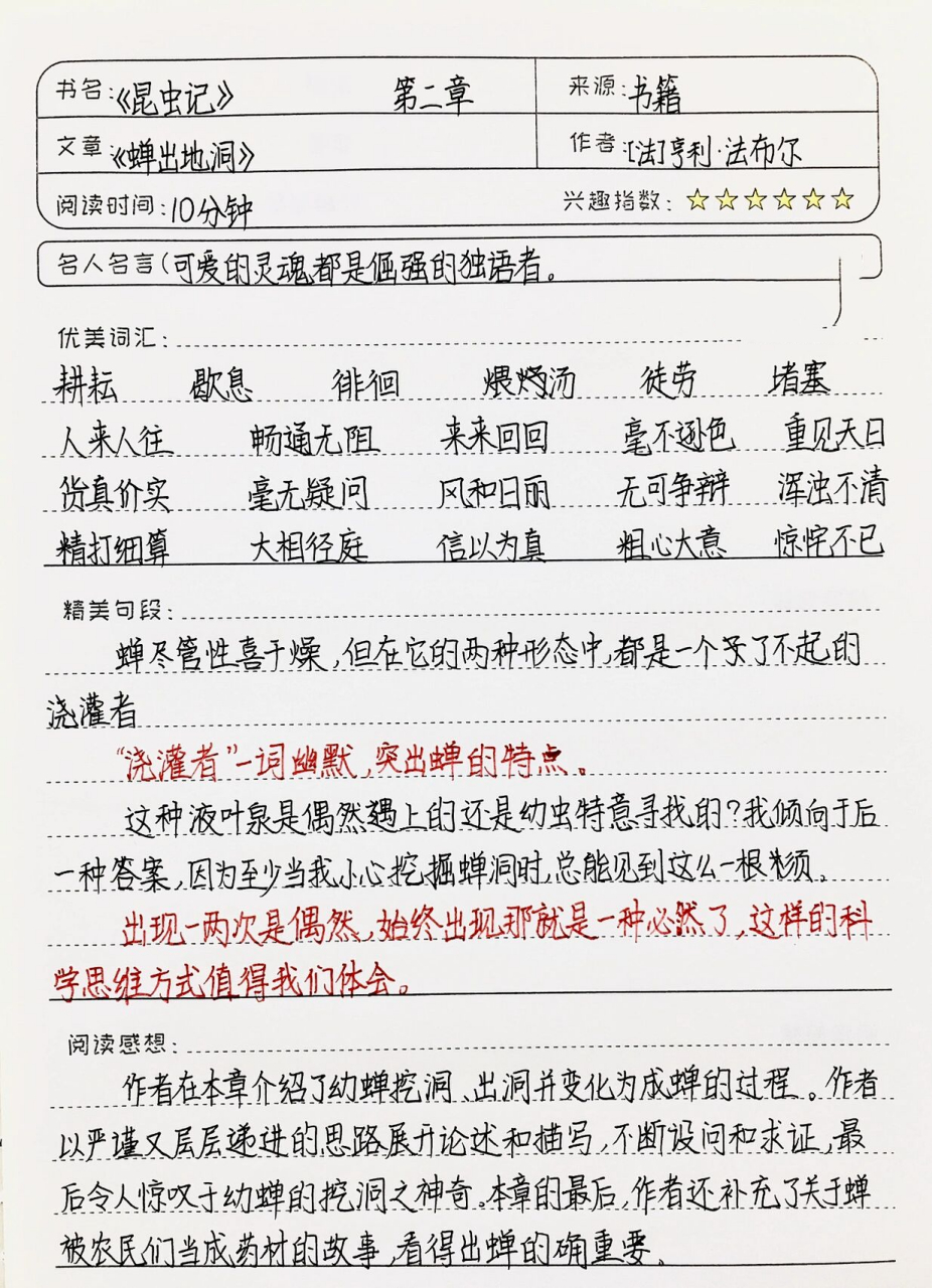 《昆虫记》读书笔记 | 第二章《蝉出地洞》 03全灵同款文具和图书