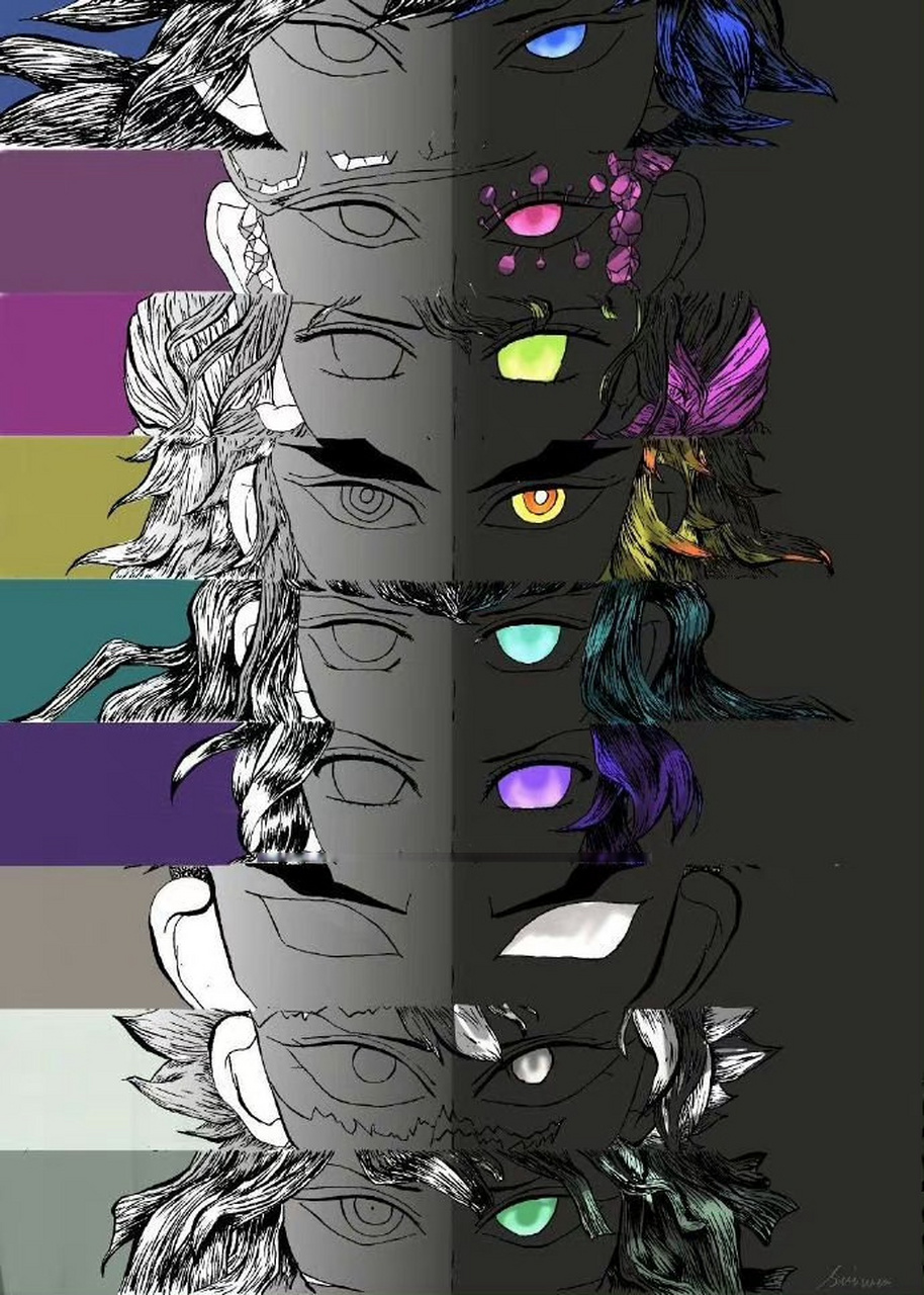 鬼灭之刃##漫画#   柱之眼  好美的颜色[鲜花]  67画师:3162