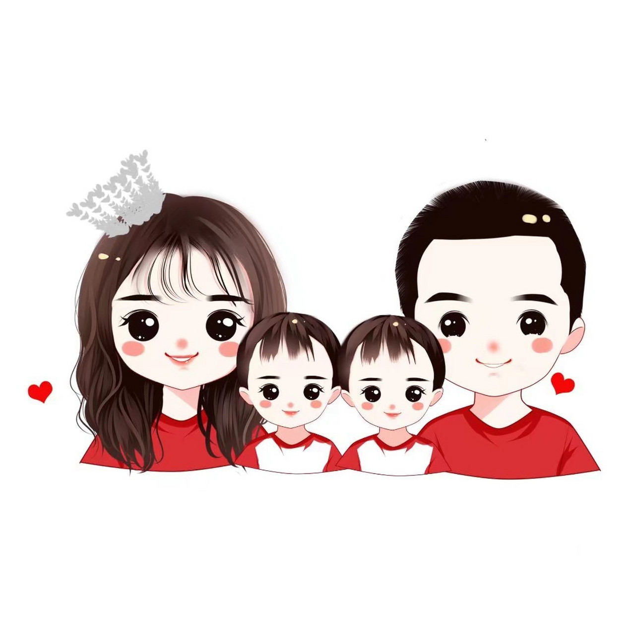 可爱卡通一家三口四口亲子全家福头像 超可爱的亲子手绘头像 可可爱爱