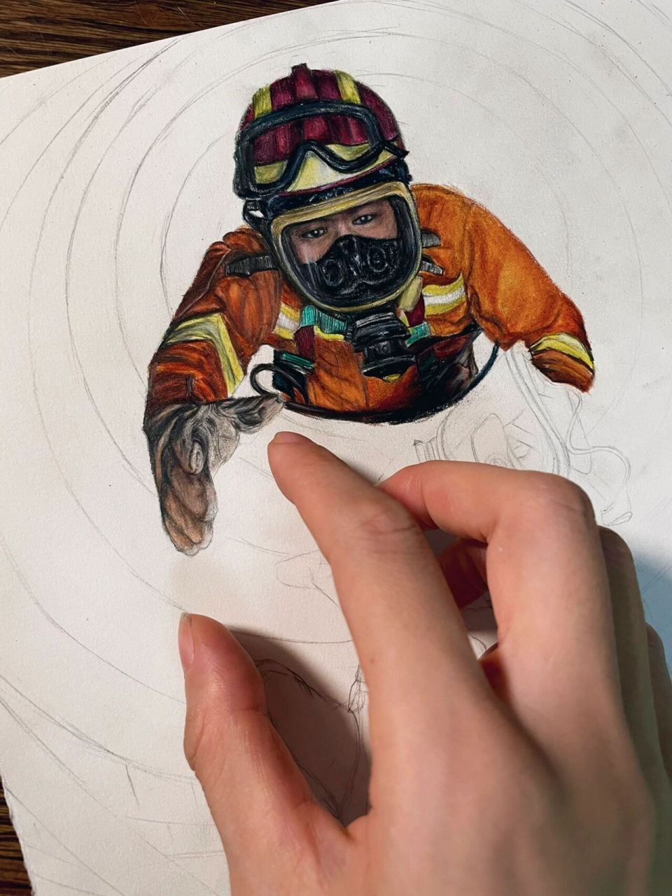 彩铅画消防应急救援系列 彩铅画-消防救援系列