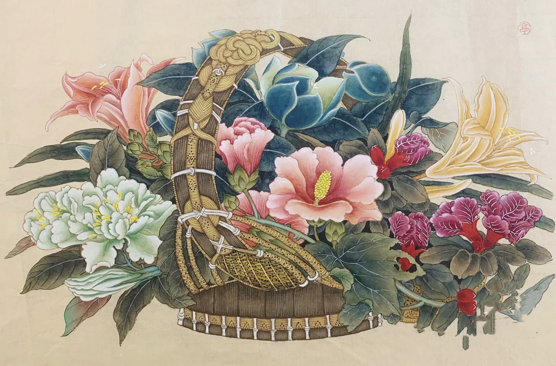 临 李嵩 花篮图(夏季) 《花篮图》是宋代 李嵩 所作 绢本设色 画.