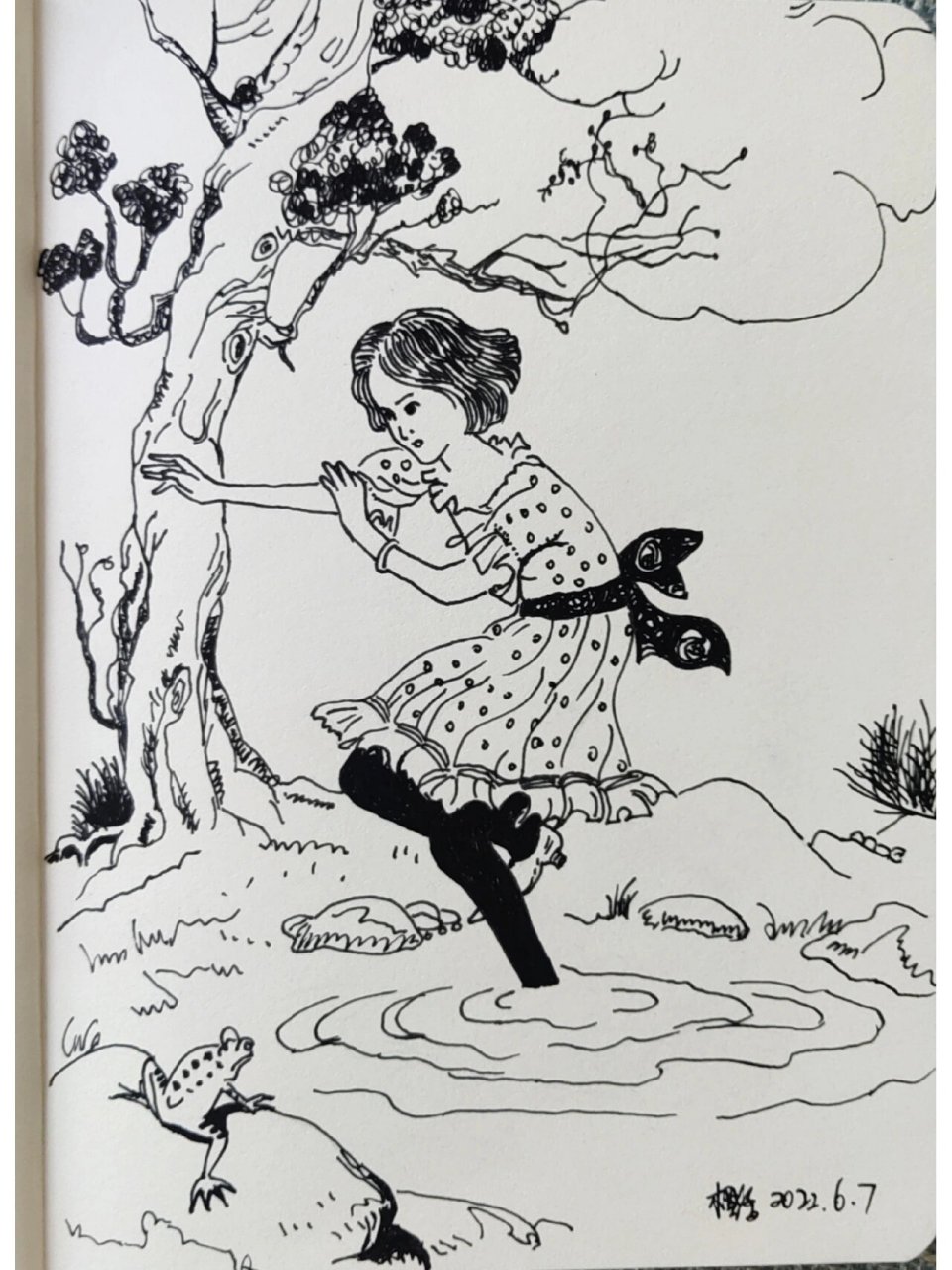 画画练习《安徒生童话.踩着面包的女孩》