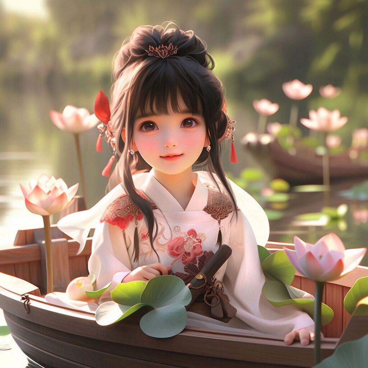 q版古风采莲仙女头像来咯! 诗情画意,嘿嘿!