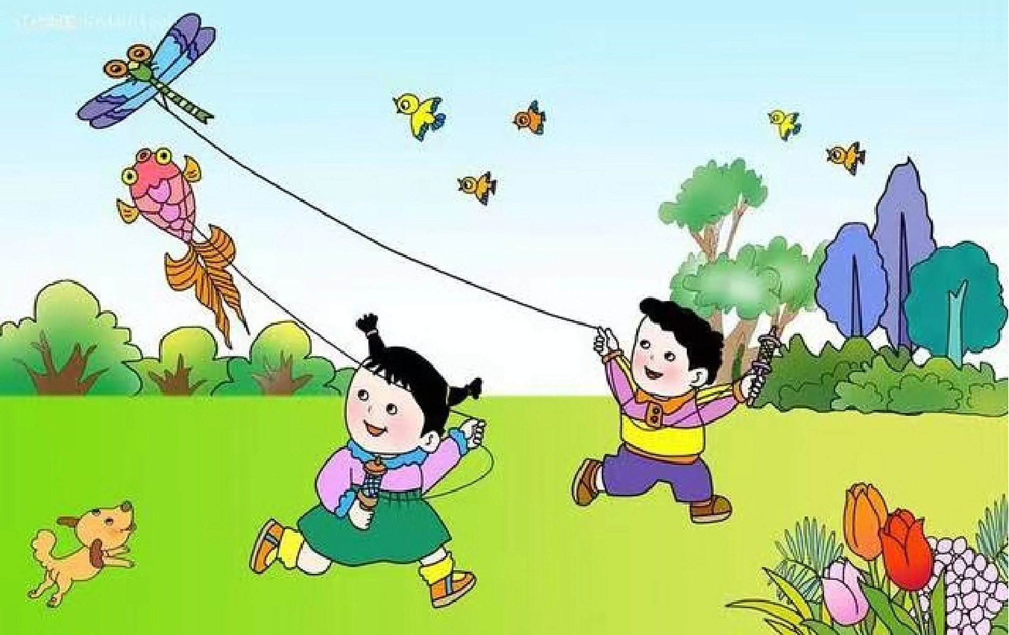 二年级看图写话《放风筝》,小朋友进步特别大