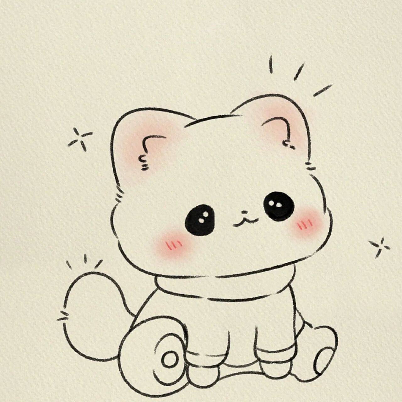 可爱呆萌小猫咪简笔画.给我点个小星星吧,谢谢啦.