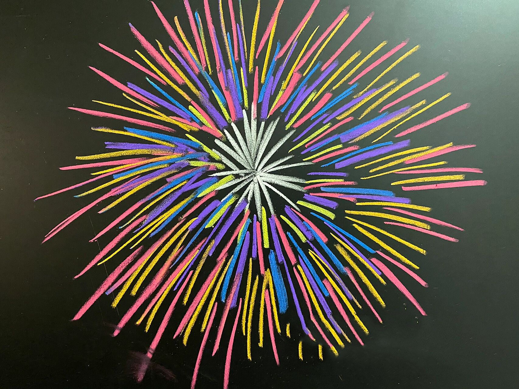 粉笔画烟花 国庆节黑板报 黑板报素材