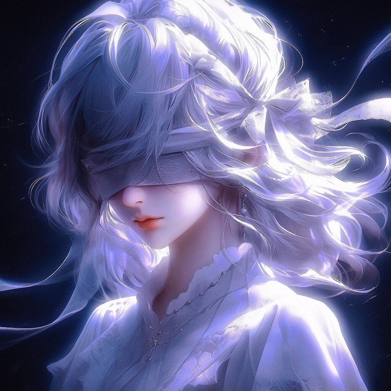 蒙眼白毛少女头像‖二次元动漫女生头像 在二次元里有一句叫作"二次元