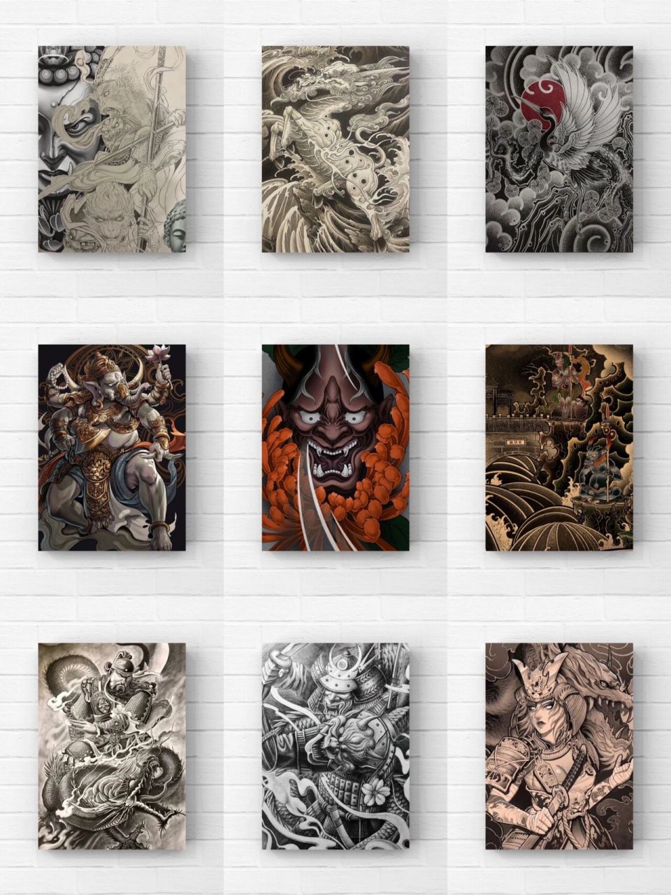 新传统满背老传统纹身图案手稿