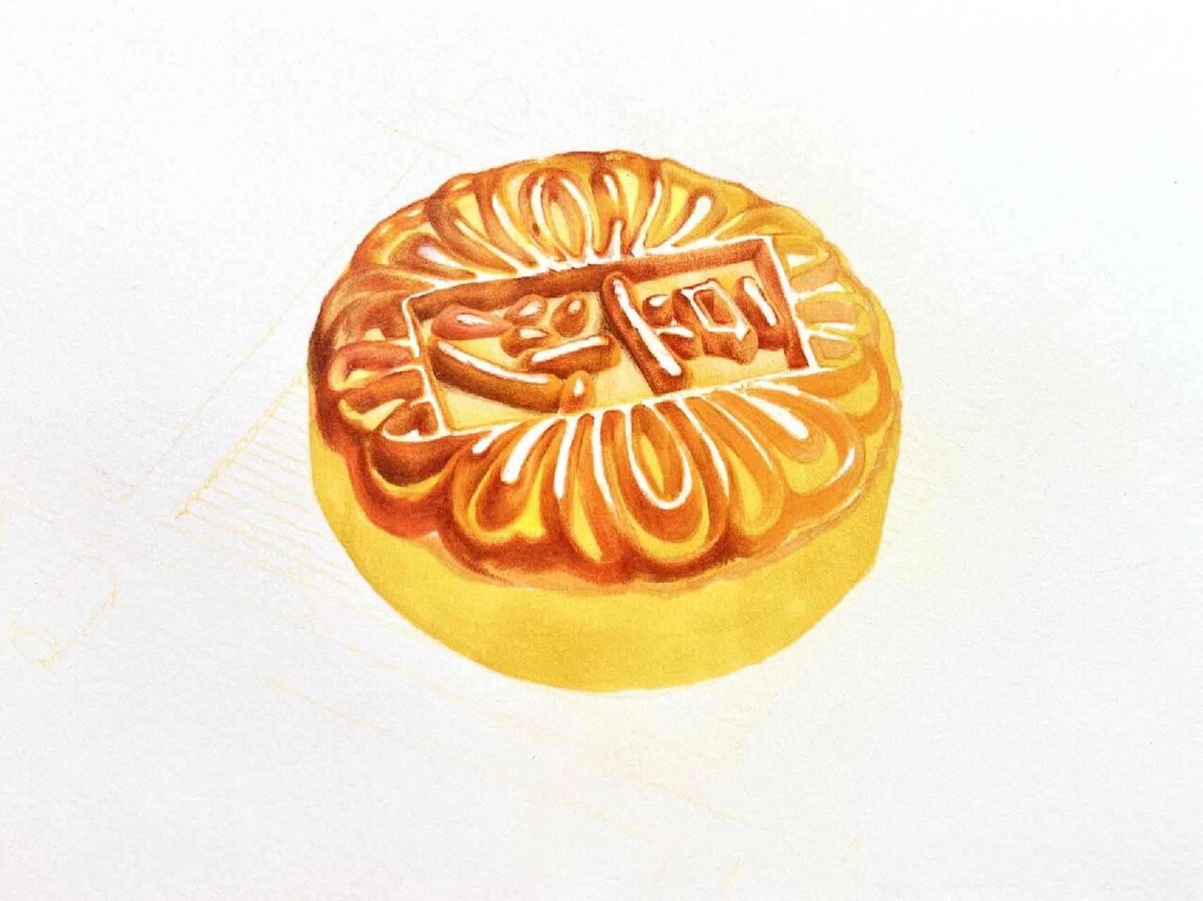 04首先用了马克笔打底了,把月饼高光的地方留出来,我个人不太喜欢用