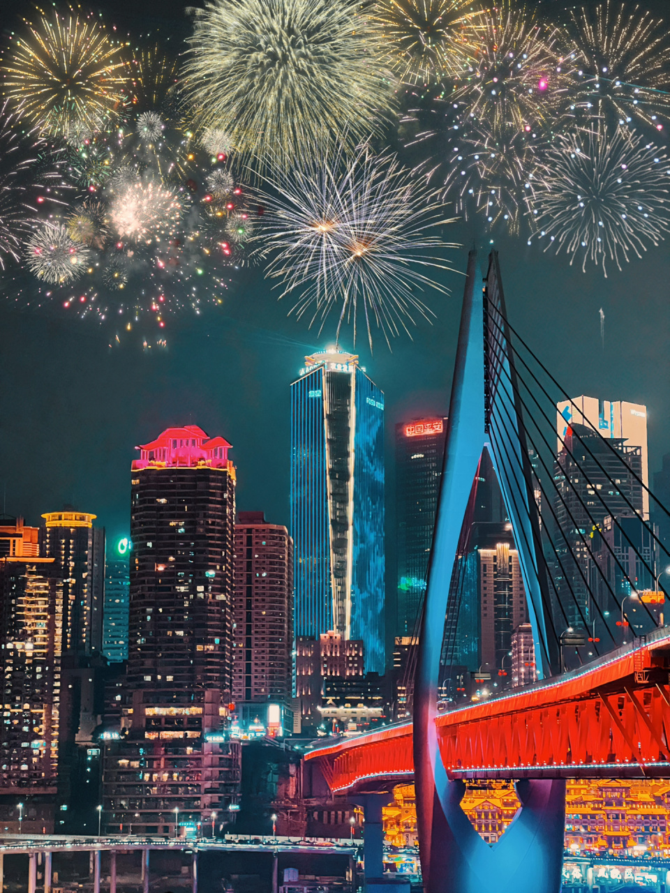 2023年重庆除夕烟花秀 2023年1月21日,除夕晚上11点