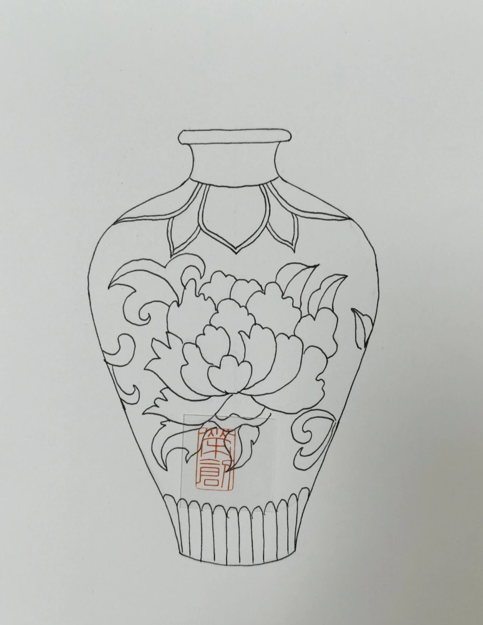 国风元素线稿100幅/瓷器花瓶no.27