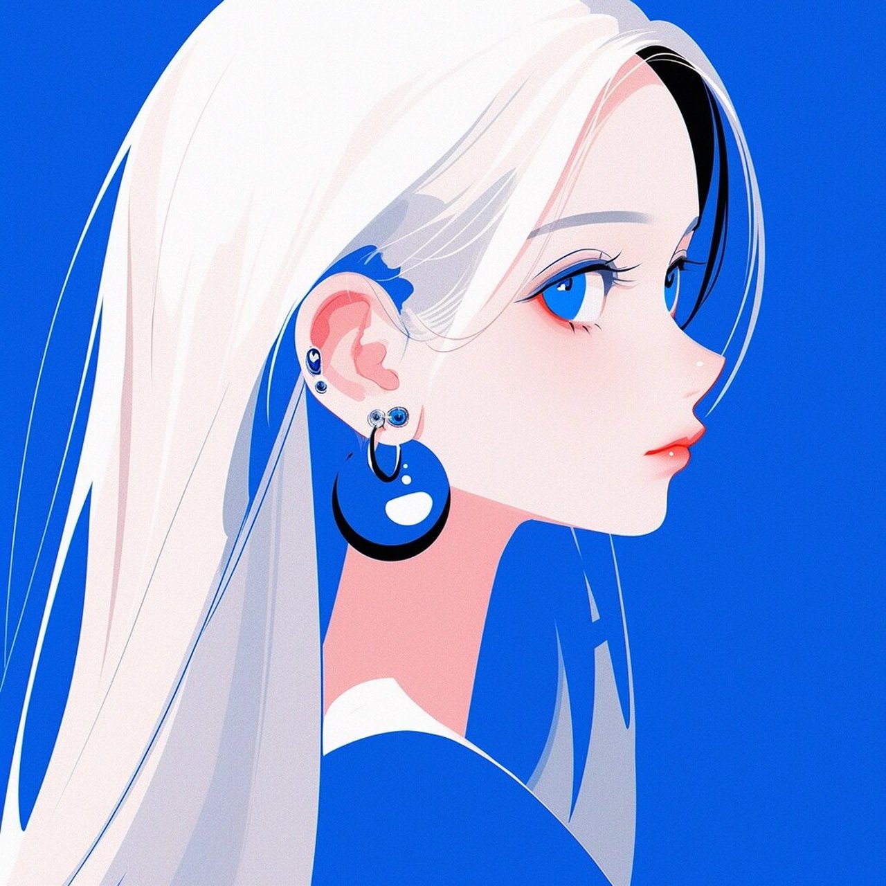 克莱因蓝女生头像 简约扁平风蓝色女生头像