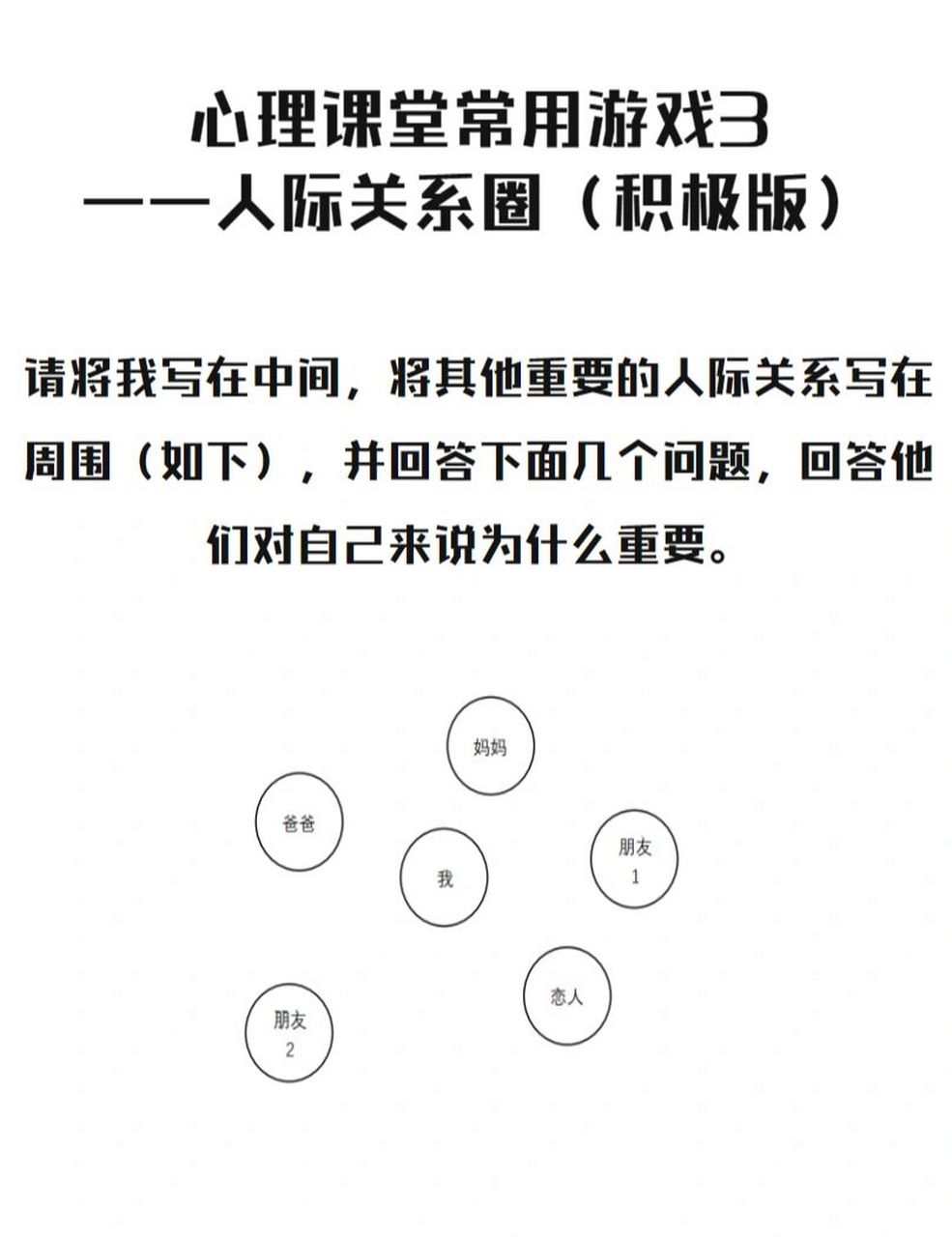 心理健康课游戏3-人际关系圈(积极版) 积极心理学取向的游戏 适用人际