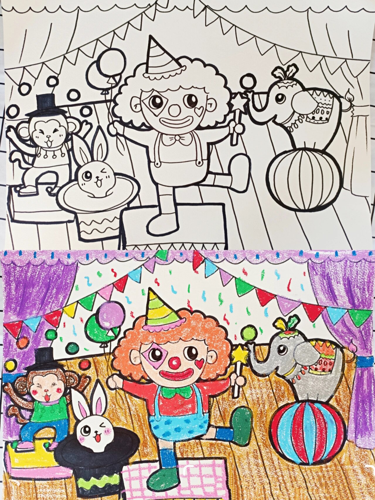 幼儿考编主题画《马戏团》《精彩时刻》