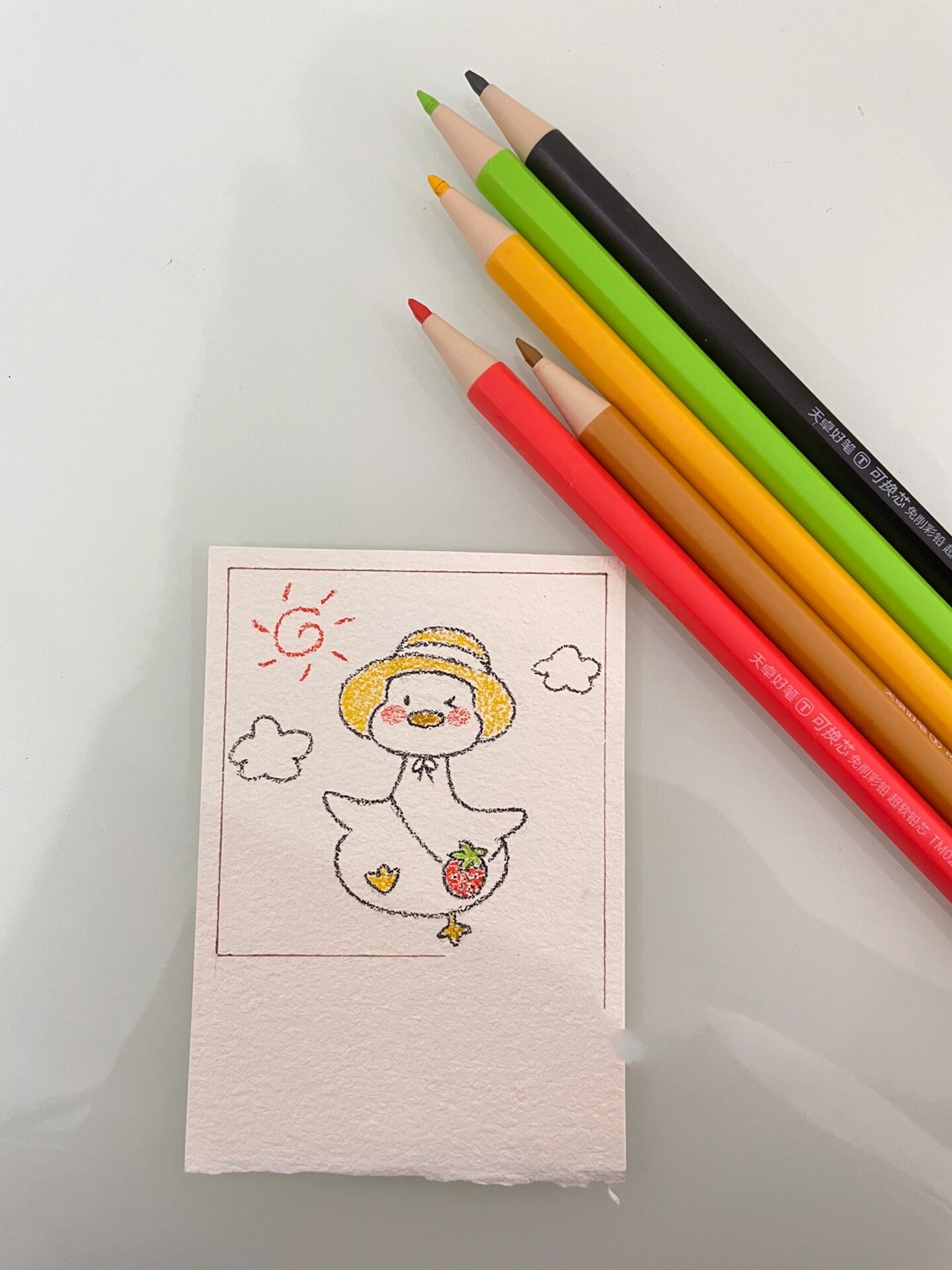 彩铅手绘鸭子|简单可爱|简笔画教程 简简单单可可爱爱的彩铅鸭子 素材