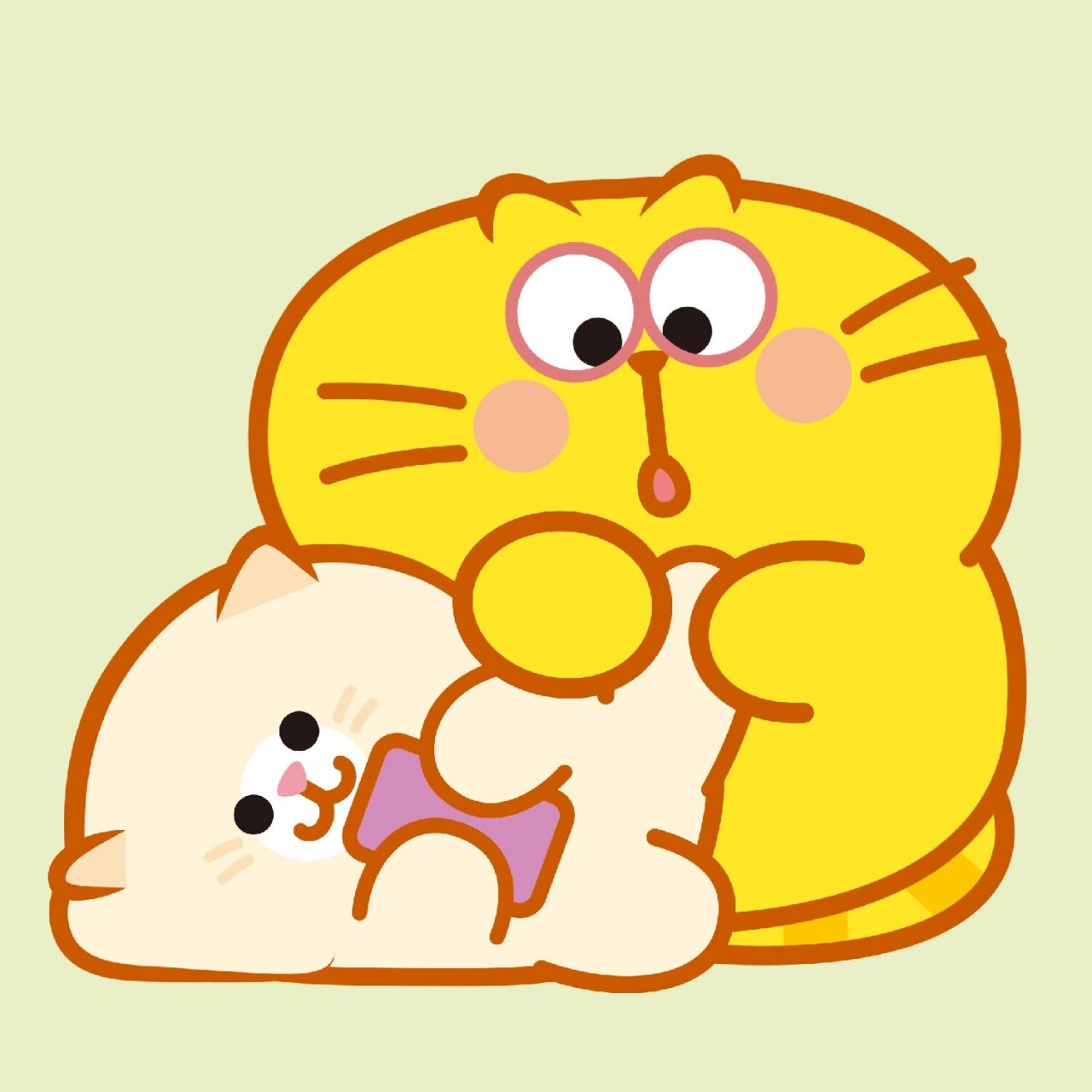情侣头像捏捏jio揉肚子 打打闹闹两小胖猫