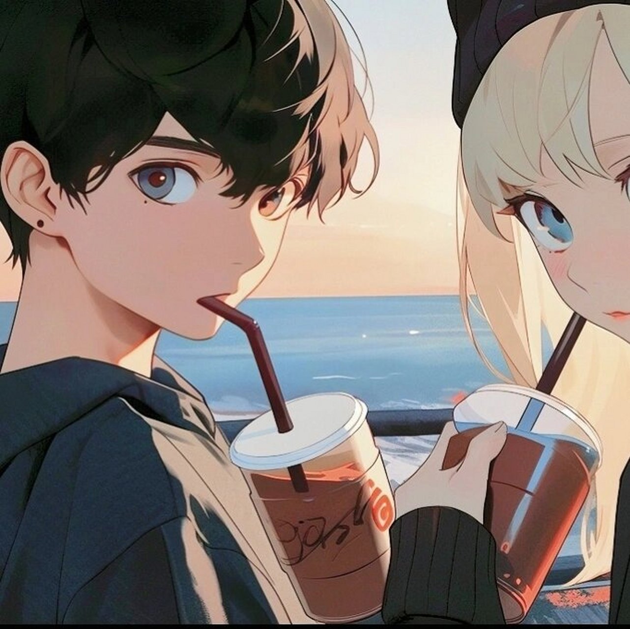 情侣头像‖动漫情侣头像 请你喝夏天第一杯奶茶