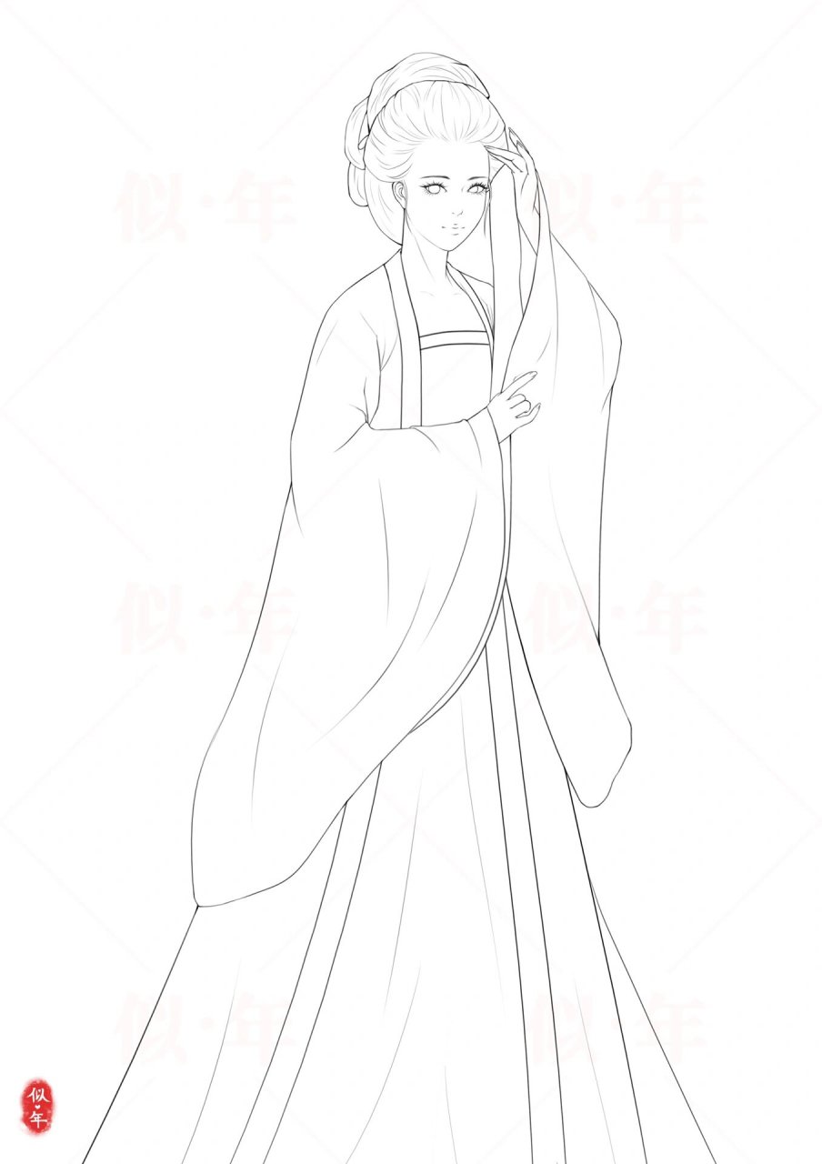 中国四大美女之杨玉环 杨贵妃 我正在跟张小白学古风插画,学习打卡76