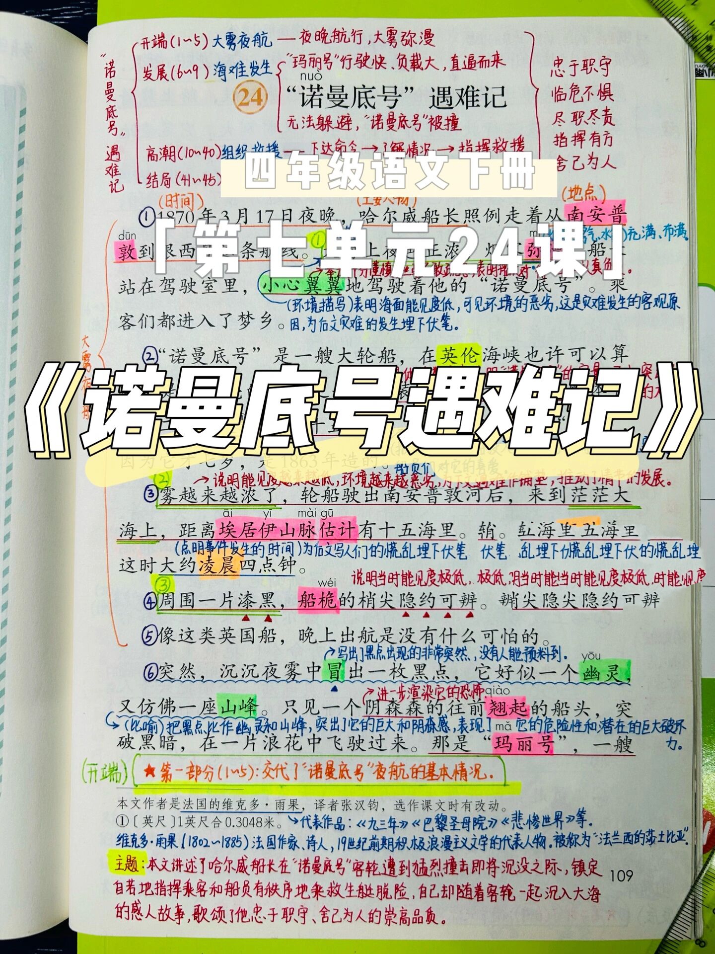 四下78第七单元24《诺曼底号遇难记》课堂笔记