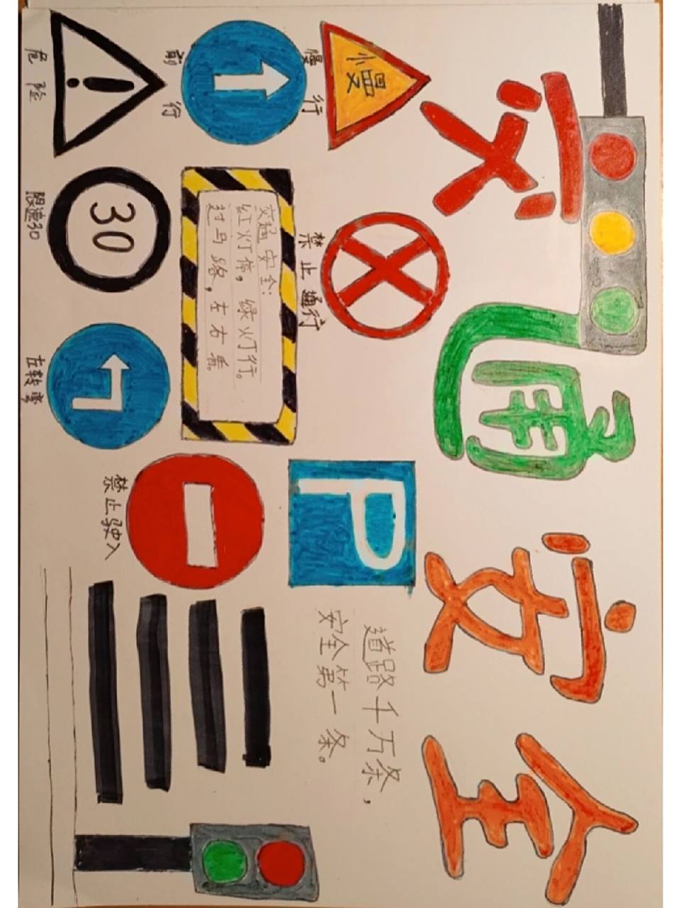 交通安全手抄报 一年级第一次小报,好在顺利完工