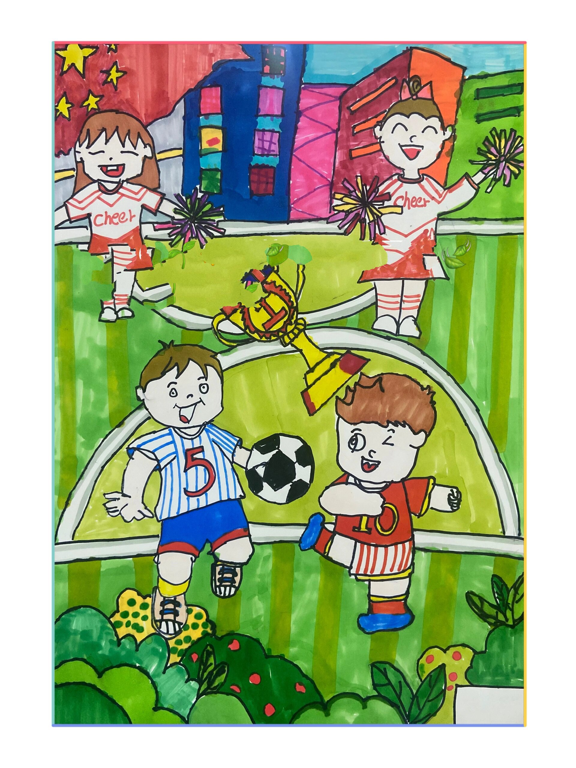 一年级"校园足球联赛"主题绘画 07参赛作品,9315借鉴,不可照搬