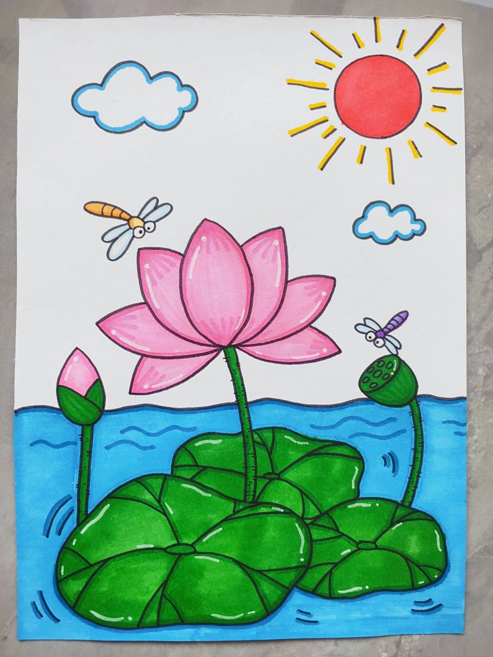 夏季荷花简笔画 夏季到了,画幅美丽的荷花当做夏日礼物送给自己或朋友