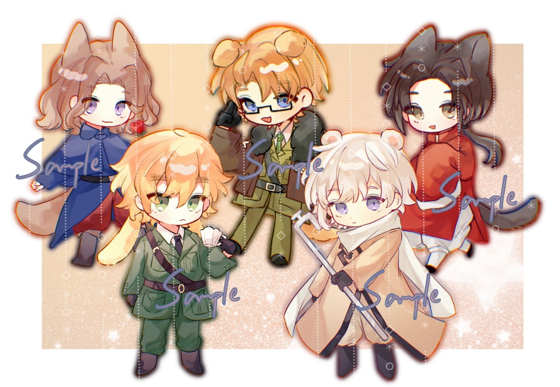 黑塔利亚# #aph# #q版# #联五# #伊万布拉金斯基# #王耀# #阿尔弗雷