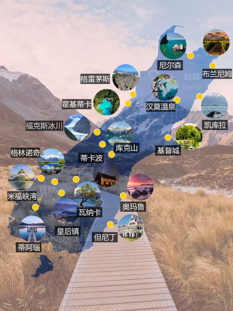 拿去吧,新西兰南北岛的主要景点都在这里了 来新西兰怎么玩?