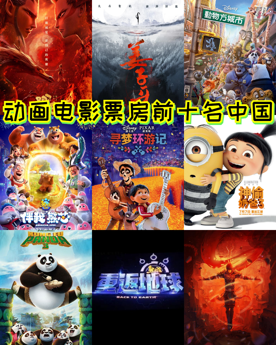 动画电影票房前十名中国