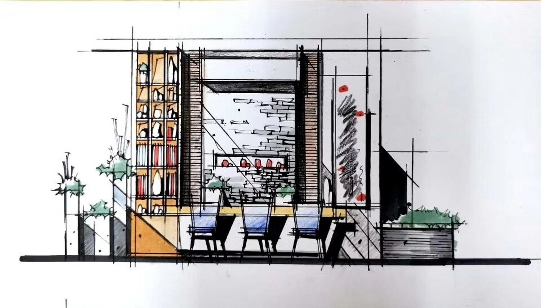 马克笔手绘|室内设计立面图来一波 日常室内立面图来一波练习吧, 手绘